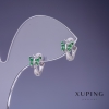 أقراط Xuping فراشات بأحجار راين خضراء 10x7mm روديوم