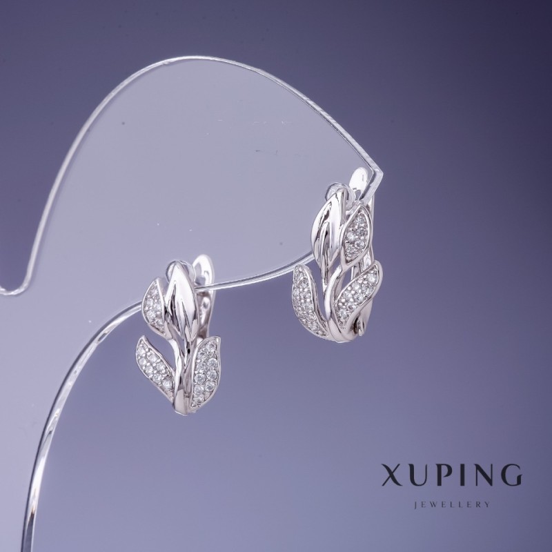 أقراط Xuping أوراق 14x10mm روديوم