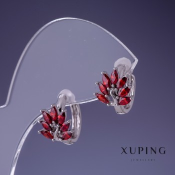 أقراط Xuping 9×15mm روديوم بحجر أحمر