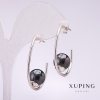 أقراط Xuping كبّاس بخرزة مايوركا سوداء 33×10mm روديوم